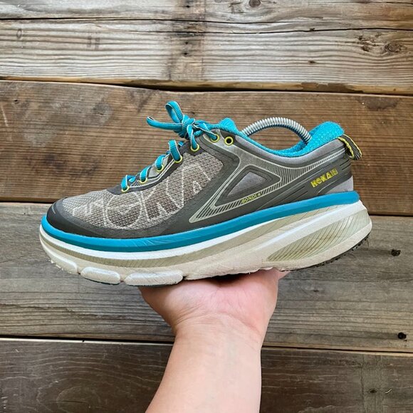 Women Hoka One One Bondi 4 Grey Running Shoes Sneakers - Picture 2 of 8